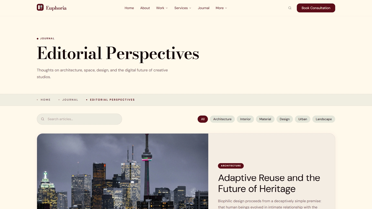 Blog Index template preview