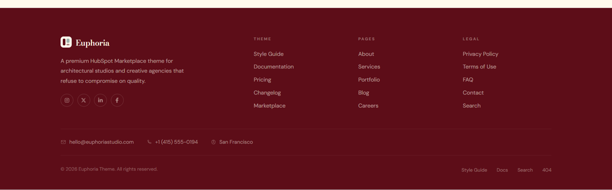Website footer preview