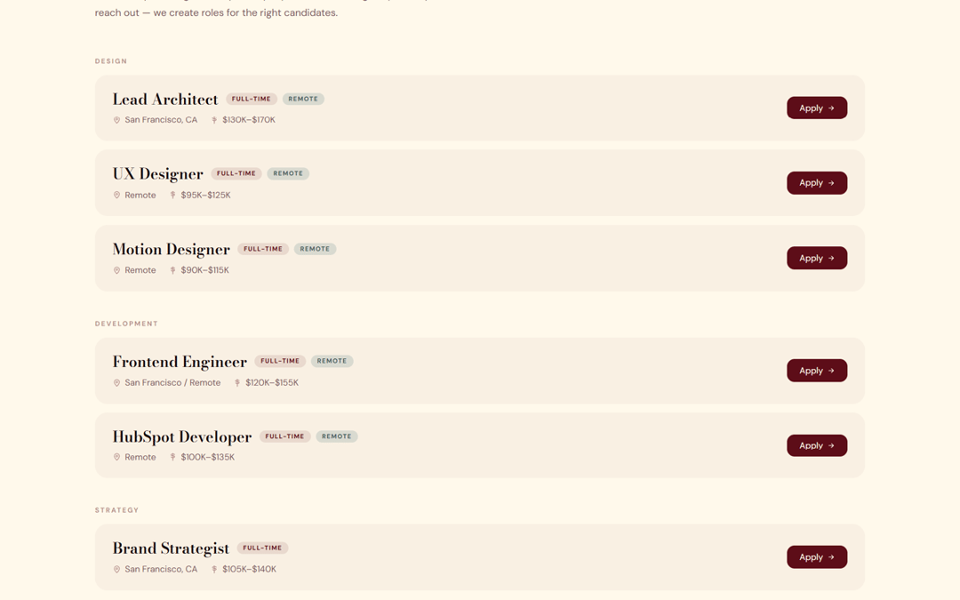 Job List module preview