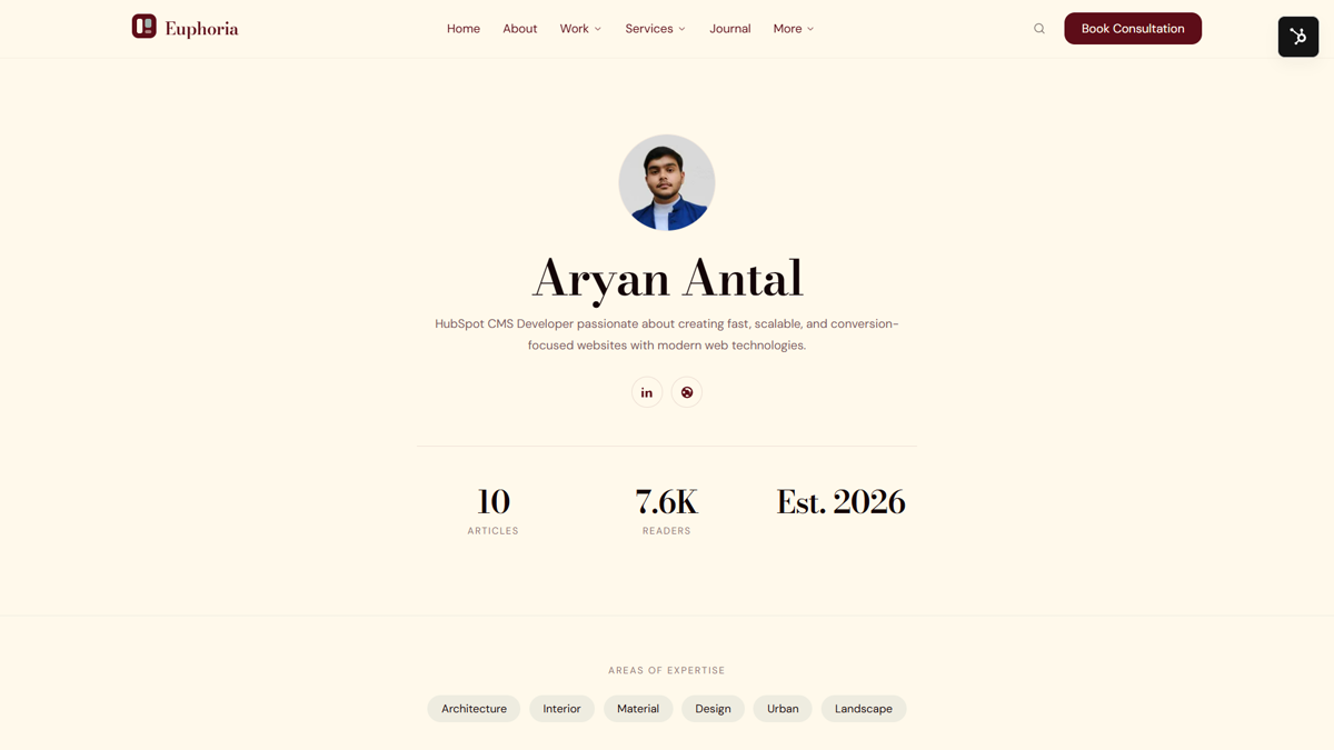 Blog Author template preview