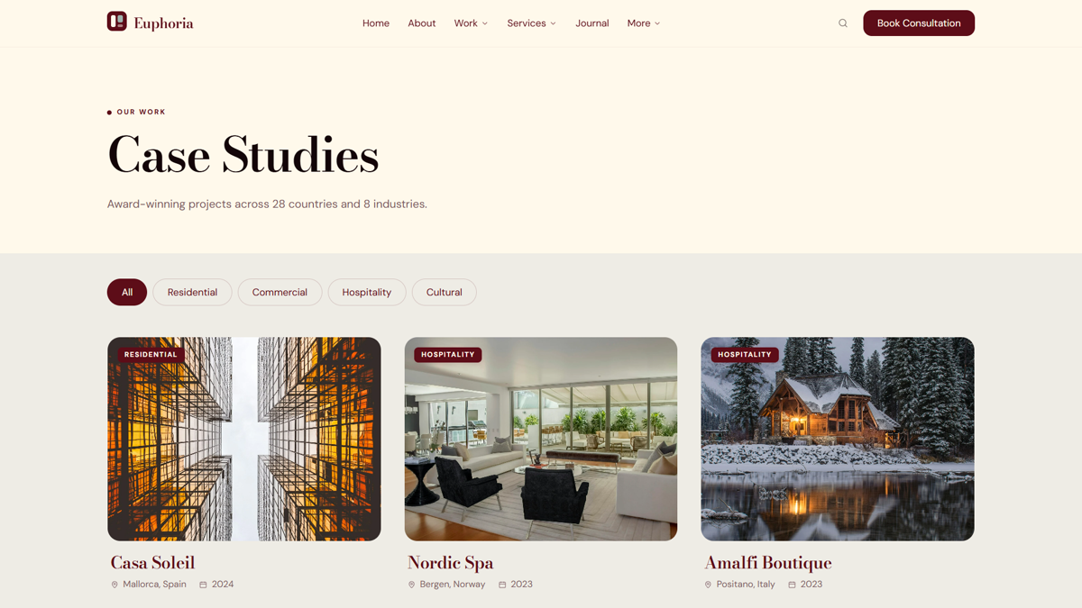 Case Studies template preview
