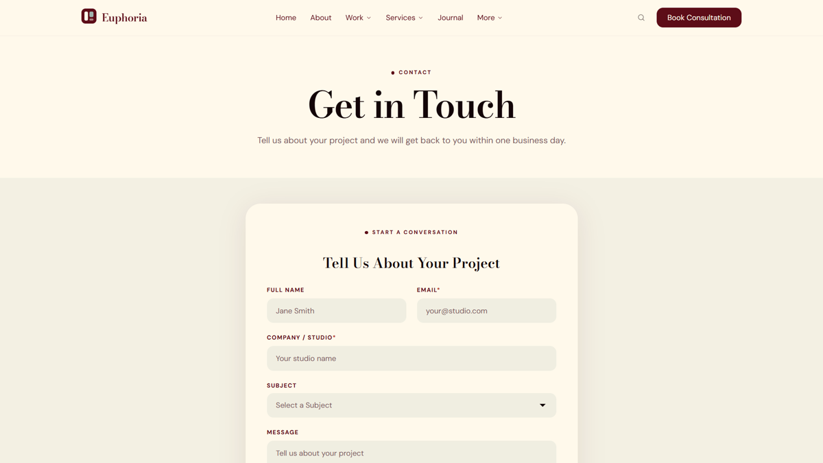 Contact Centered template preview
