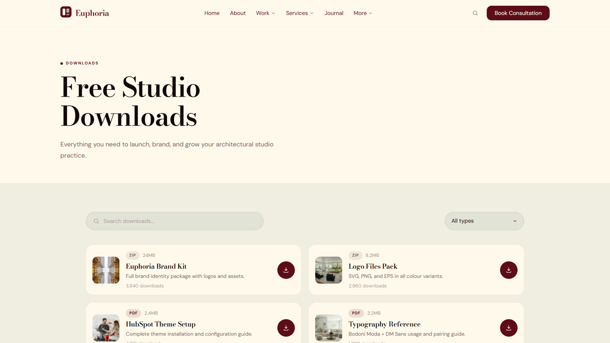 Downloads template preview