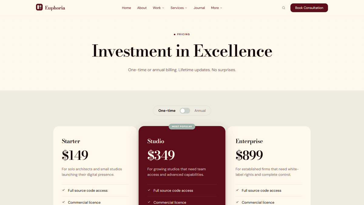 Pricing template preview