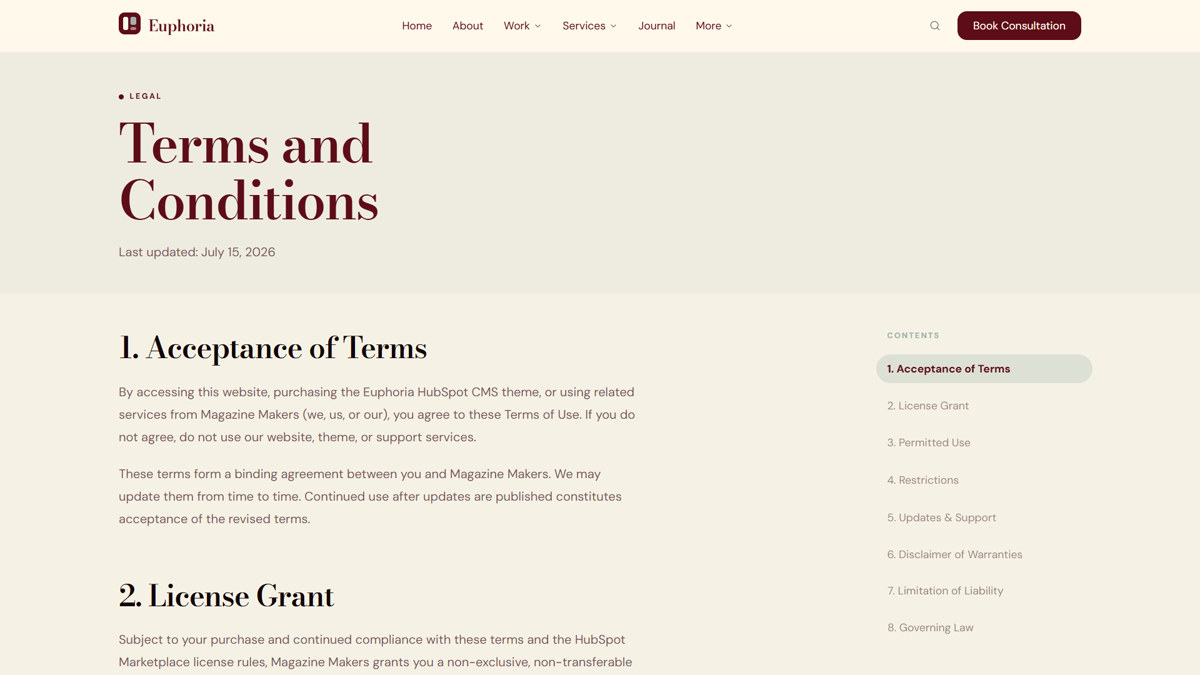 Terms of Use template preview
