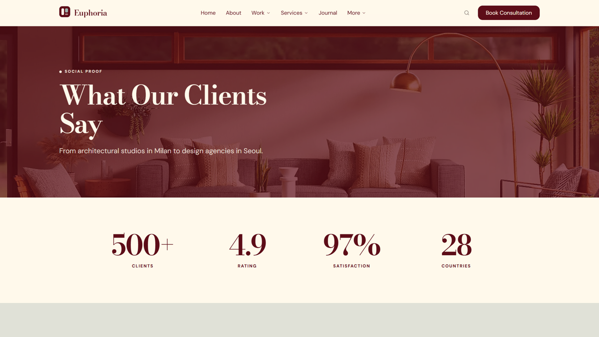 Testimonials template preview