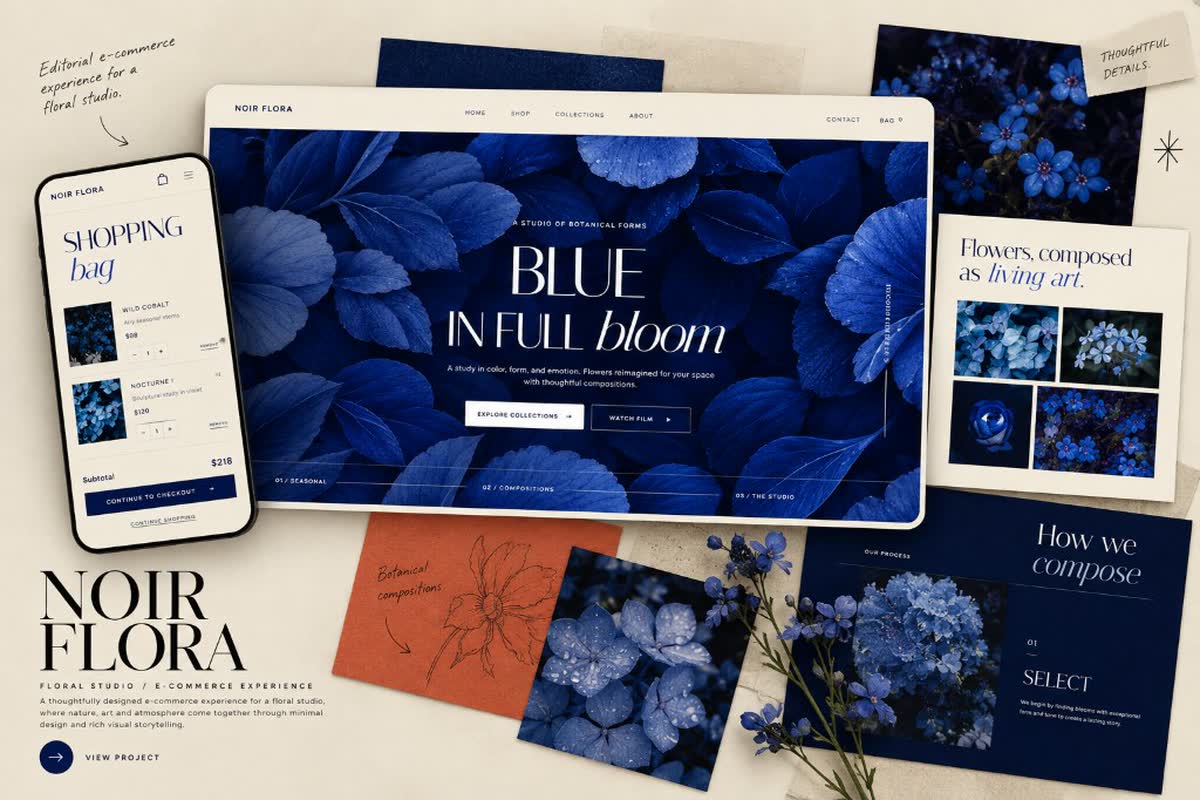 Noir Flora editorial e-commerce